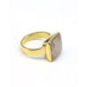 Bague carrée laiton et quartz - Mosaik bijoux indiens