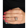 Bague laiton et quartz rose taillé - Mosaik bijoux indiens