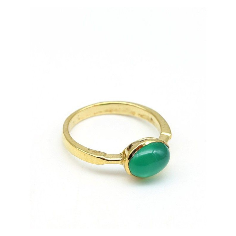 Bague fine dorée et agate verte - Mosaik bijoux indiens