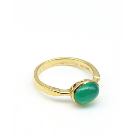 Bague fine dorée et agate verte - Mosaik bijoux indiens