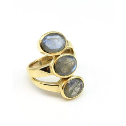 Bague dorées labradorite -...