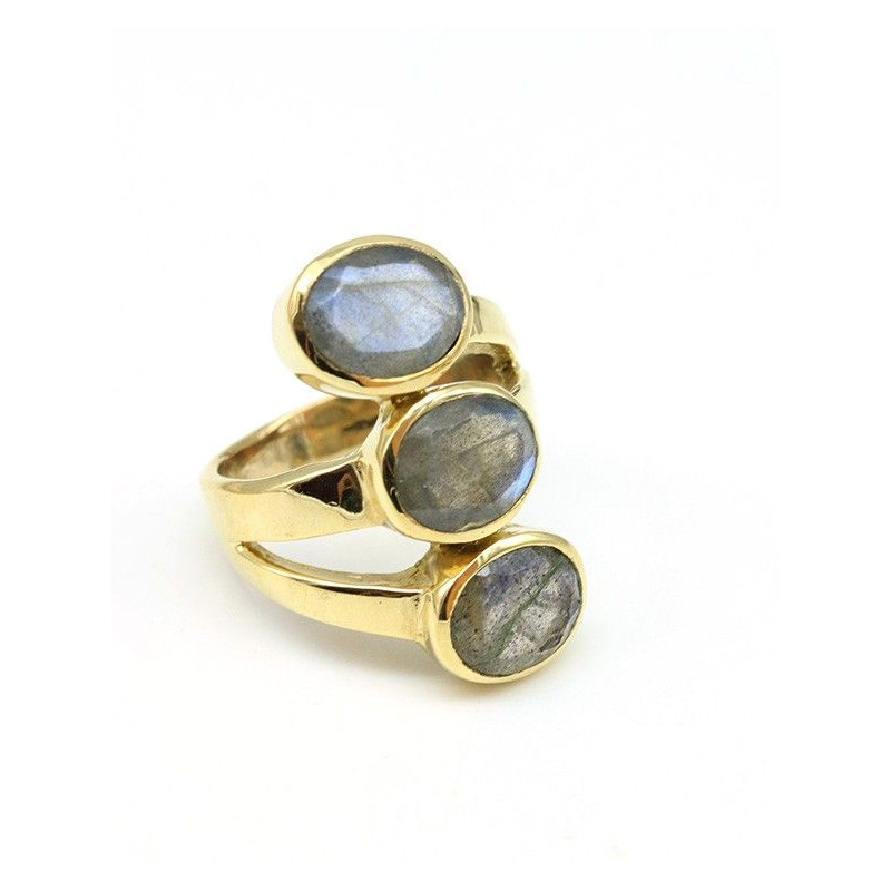 Bague dorées labradorite - Mosaik bijoux indiens