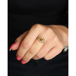 Bague lotus dorée pierre...