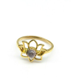 Bague dorée pierre rose -...