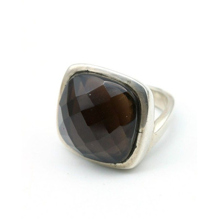 Bague argent et quartz fumé Mosaik Bijoux Indiens - 1
