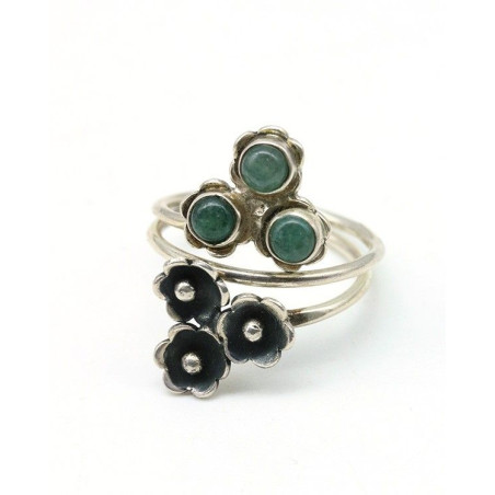 Bague argent et aventurine T52 Mosaik Bijoux Indiens - 1