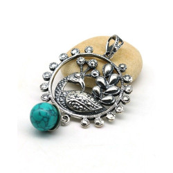 Pendentif paon argent et...