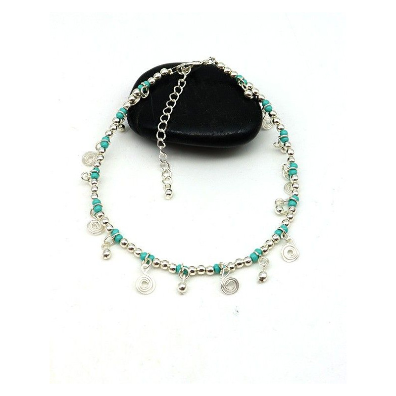 Chaine de pied argentée - Mosaik bijoux indiens