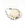 Bracelet argenté fantaisie perle noire - Mosaik bijoux indiens