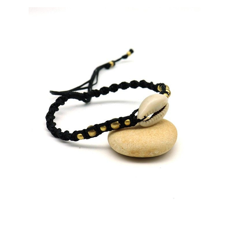 Bracelet réglable coton et cauri - Mosaik bijoux indiens Bracelet réglable coton et cauri - Mosaik bijoux indiens