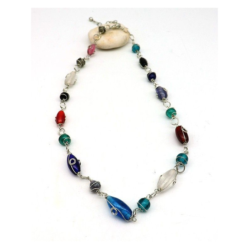 Collier perles de verre - Mosaik bijoux indiens