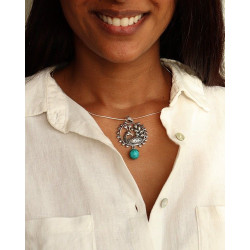 Pendentif paon argent -...