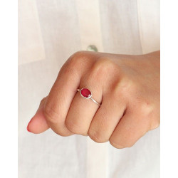 Bague argent fine rubis...