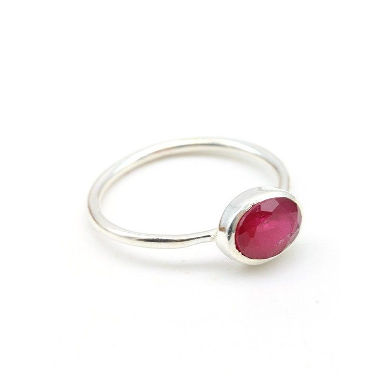 Bague fine et rubis indien - Mosaik bijoux indiens