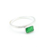Bague fine argent pierre rectangle - Mosaik bijoux indiens