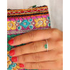 Bague pierre verte en argent - Mosaik bijoux indiens