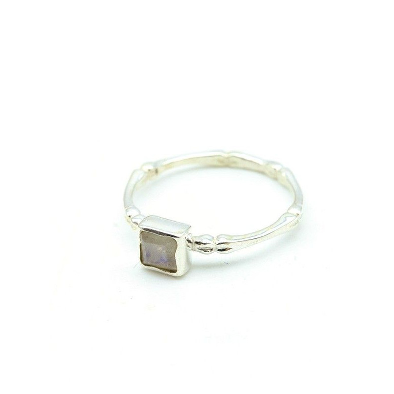 Bague argent fine pierre de lune - Mosaik bijoux indiens
