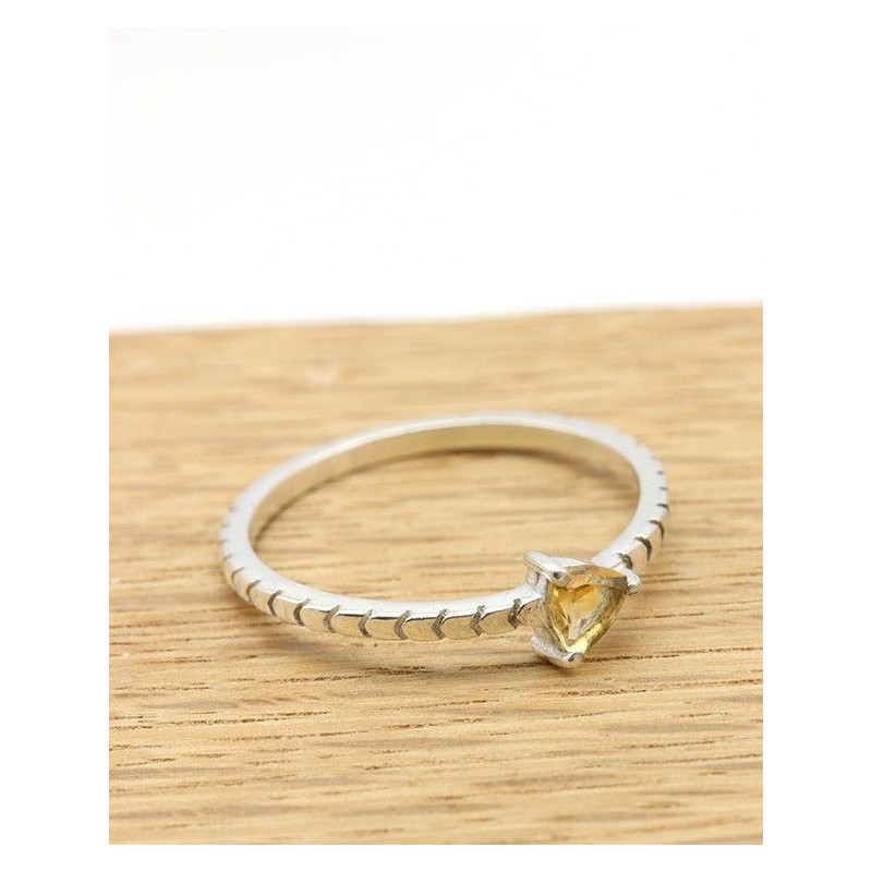 Bague très fine argent citrine - Mosaik bijoux indiens