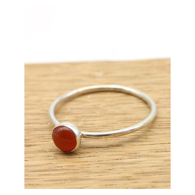 Bague argent fine cornaline - Mosaik bijoux indiens