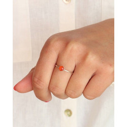 Bague fine pierre orange -...