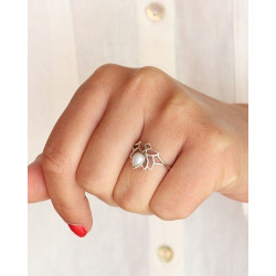 Bague lotus argent et nacre...