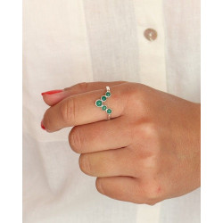 Bague argent pierres vertes...