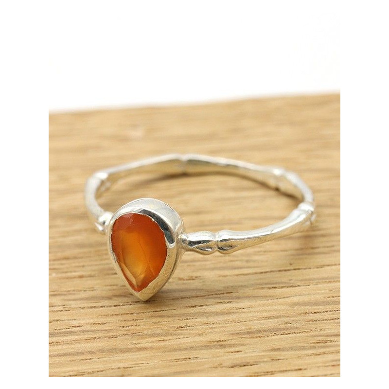 Bague fine argent cornaline - Mosaik bijoux indiens