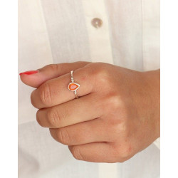 Bague cornaline en argent -...