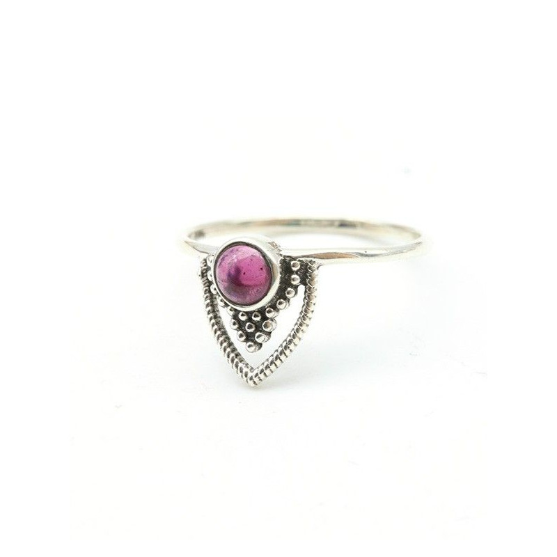 Bague diadème argent grenat - Mosaik bijoux indiens