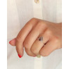 Bague argent fine pierre ronde grenat - Mosaik bijoux indiens
