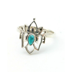 Bague lotus turquoise -...