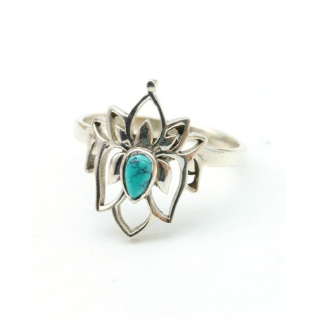 Bague lotus turquoise - Mosaik bijoux indiens