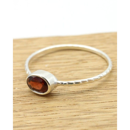 Bague argent fine et pierre bordeaux -  Mosaik bijoux indiens