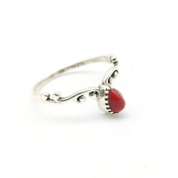 Bague argent pierre rouge -...
