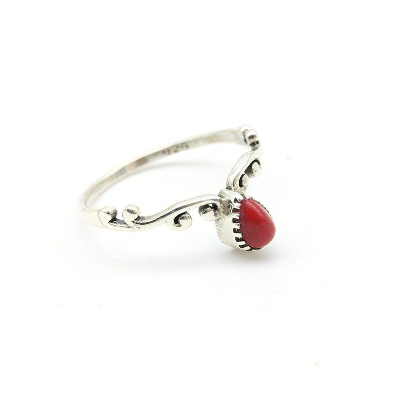 Bague argent pierre rouge -  Mosaik bijoux indiens
