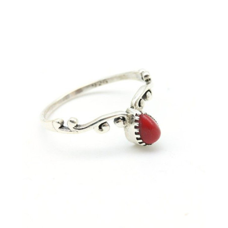 Bague argent pierre rouge -  Mosaik bijoux indiens