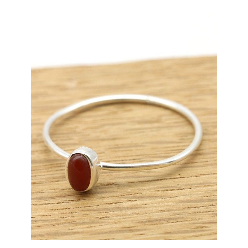 Bague argent fine cornaline orange -  Mosaik bijoux indiens
