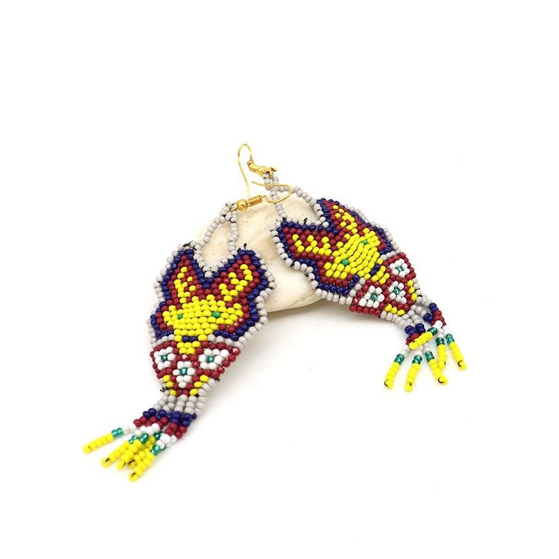 Boucle d'oreille bohème perles - Mosaik bijoux indiens