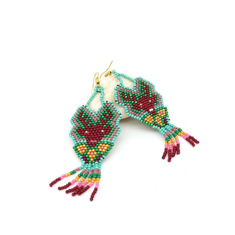 Boucle d'oreille en perles turquoises - Mosaik bijoux indiens