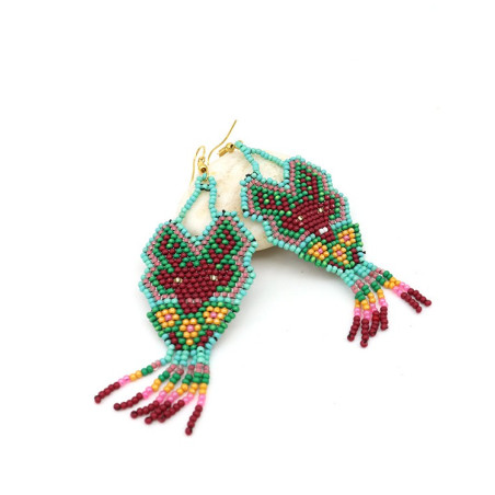 Boucle d'oreille en perles turquoises - Mosaik bijoux indiens