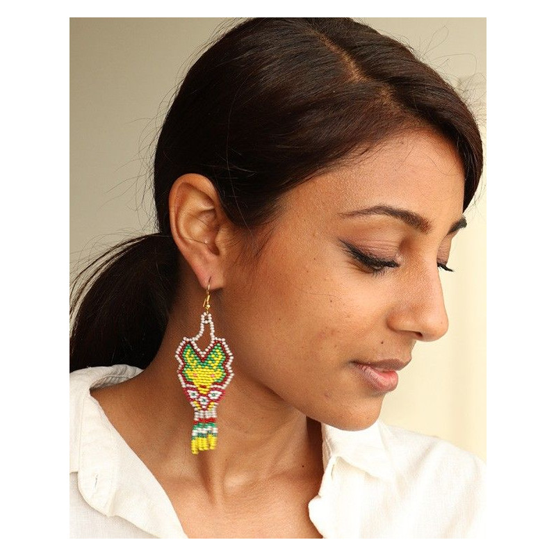 Boucle d'oreille indienne en perles - Mosaik bijoux indiens