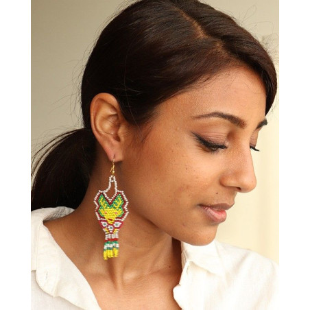 Boucle d'oreille indienne en perles - Mosaik bijoux indiens