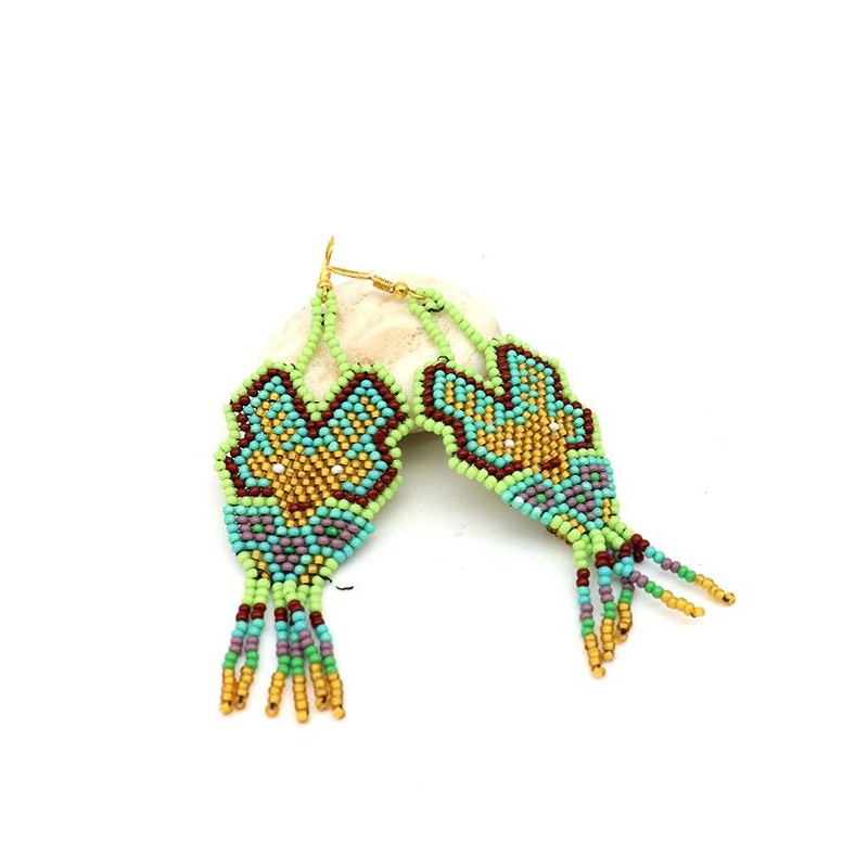 Boucle d'oreille vertes - Mosaik bijoux indiens