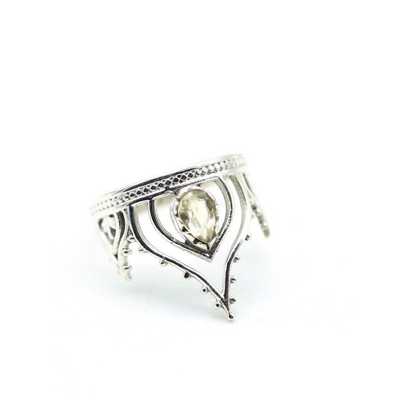 Bague argent citrine naturelle - Mosaik bijoux indiens