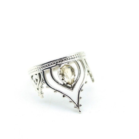 Bague argent citrine naturelle - Mosaik bijoux indiens