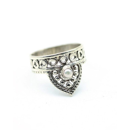 Bague argent ethnique perle - Mosaik bijoux indiens