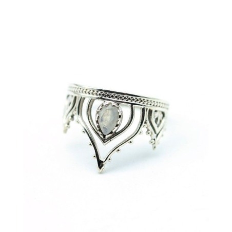 Bague argent pierre blanche - Mosaik bijoux indiens