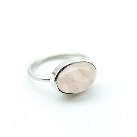 Bague argent pierre rose naturelle - Mosaik bijoux indiens