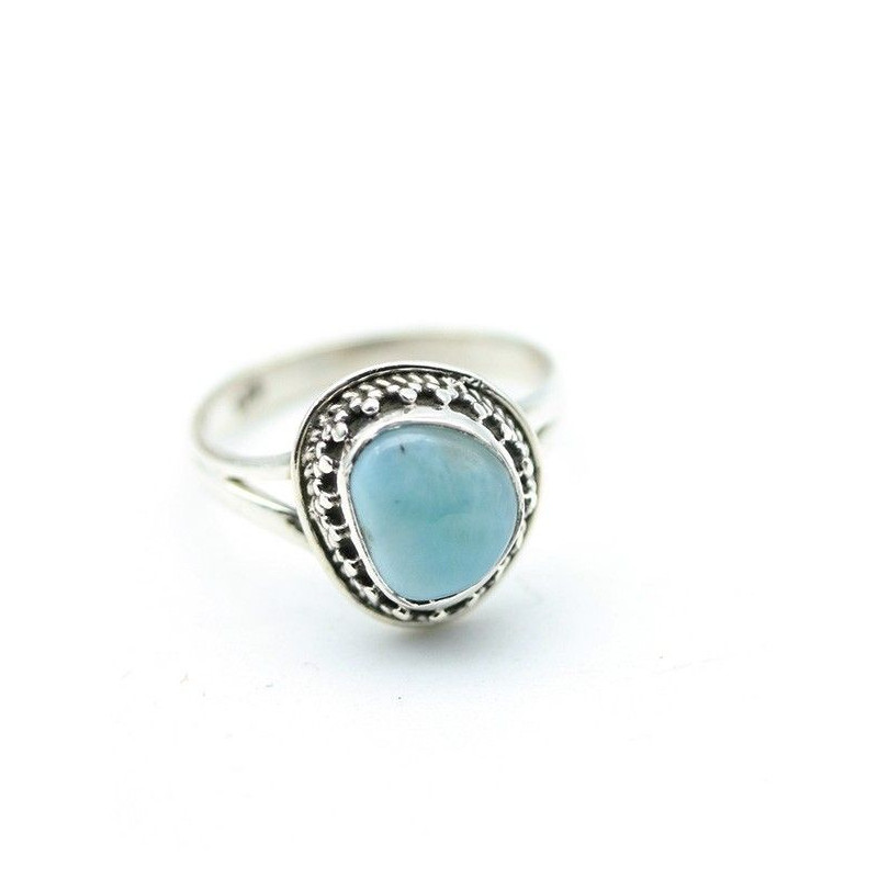 Bague larimar naturelle en argent - Mosaik bijoux indiens
