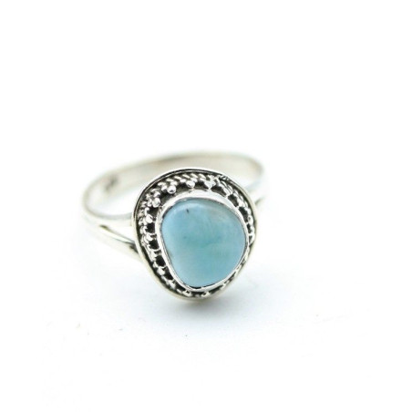 Bague larimar naturelle en argent - Mosaik bijoux indiens